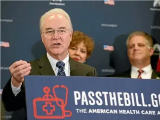  ?? REUTERS ?? US President Donald Trump blamed Tom Price for not doing a good job of selling the Republican­s’ plan to replace the Obama-era Affordable Care Act, before he resigned as health and human services secretary.