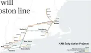  ?? Contribute­d image ?? At right, the proposed North Atlantic Rail initiative, which would carry trains moving 200 mph from New York City to Long Island, through a tunnel under the Sound, to New Haven, north to Hartford, then east to Providence and Boston.