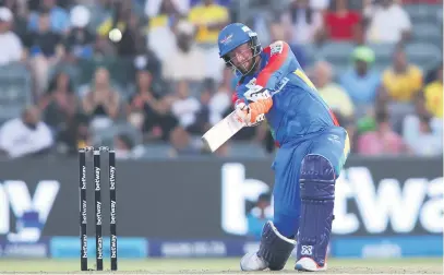  ?? Picture: SA20 ?? HAMMERED. Heinrich Klaasen of Durban’s Super Giants smashes the ball for six during their SA20 Qualifier against the Joburg Super Kings at the Wanderers last night.