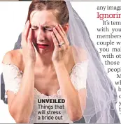  ??  ?? UNVEILED Things that will stress a bride out