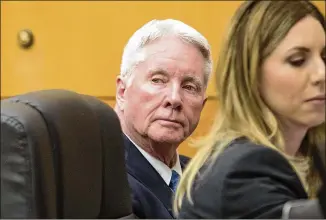  ?? ALYSSA POINTER PHOTOS / ALYSSA.POINTER@AJC.COM ?? Claud “Tex” McIver looks toward Chief Judge Robert McBurney on Monday during the first day of jury selection for his case in a Fulton County courtroom.