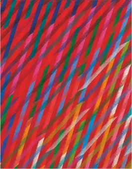  ??  ?? Mazzoleni of Turin and London has a lovely work by one of Italy’s most important abstract painters, Piero Dorazio (1927–2005). Best known for his vibrant use of colour, Dorazio was influenced by Abstract Expression­ism and colour-field painting and...