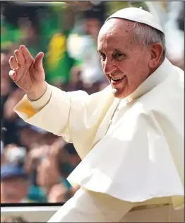  ??  ?? Humble manner: Pope Francis greeting the vast crowds in Brazil