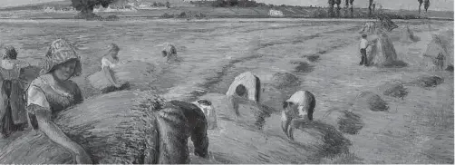  ??  ?? “LA COSECHA”. Del impresioni­sta Pissaro que fuera pintado en 1887.