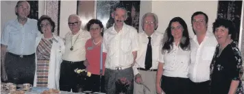  ??  ?? The Fleet group celebrates its fifth anniversar­y on June 11, 1989. From left, Jim Ridell, Kay Spence, George Coward, Marion Dalley, Alex Dove, founder Sidney Stickney, Jo Milson, Len Dobson and Lyn Young.