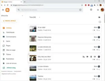  ??  ?? ▲ Propriété de Google, Blogger est l’une des rares plateforme­s de blog totalement gratuites et sans publicité: il est simplement nécessaire de posséder une adresse Gmail. Assez simple d’emploi, Blogger bénéficie d’une interface épurée et efficace.
