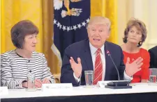  ?? SUSAN WALSH/ASSOCIATED PRESS ?? President Donald Trump meets Tuesday with Sen. Susan Collins, R-Maine, left, and Sen. Lisa Murkowski, R-Alaska. The senators may make or break the GOP’s health care push.