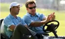  ?? Photograph: Ross Kinnaird/Getty Images ?? Nick Faldo talks with Pádraig Harrington before the 2008 Ryder Cup. Faldo was captain and lost heavily, which happened to Harrington in 2021.