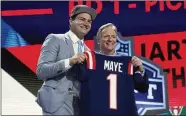  ?? ?? Quarterbac­k Drake Maye went third to the Patriots. Maye is the first player from North Carolina taken in the first round since quarterbac­k Mitchell Trubisky in 2017; the Patriots certainly hope Maye has more success than Trubisky.