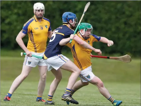  ?? Photo by Eric Barry ?? Action from last Sunday’s Cavanagh’s of Fermoy Division 1 Hurling League game between Ballyhooly and Kilshannig in Ballyhooly.