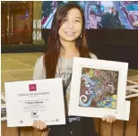  ??  ?? Rubber-Printing: Shelomae Zumarraga won the Grand Prize in the rubber-printing workshop.