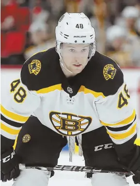  ?? AP PHOTO ?? BACK ON THE BLUE LINE: Matt Grzelcyk is excited for his future on the Bruins defense after signing a two-year contract last week.