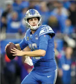  ?? NIC ANTAYA — GETTY IMAGES ?? Former Rams quarterbac­k Jared Goff passed for 4,575yards and 30touchdow­ns to lead the Detroit Lions to an NFC North championsh­ip this season