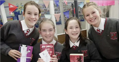  ??  ?? Enjoying Loreto Freshers Week were Emma Collins, Sarah Staunton, Ruth O’Brien, Isobel Cloney at the blind date with a book in the library.