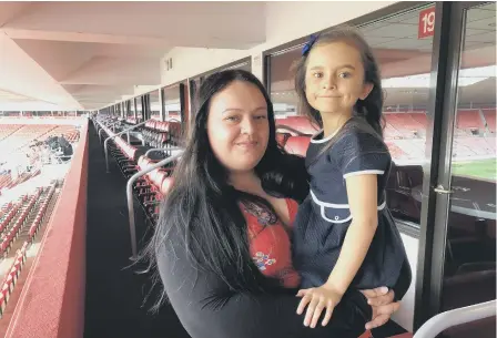  ??  ?? Chloe Gray with mum Francesca Bowser at the Stadium of Light.
