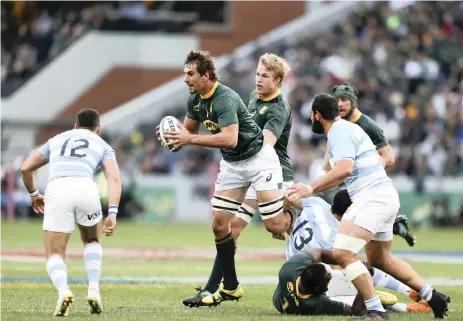  ?? Picture: LEON LESTRADE, ANA ?? WELCOME BACK, EBEN! The Pumas had great difficulty containing Eben Etzebeth in Durban on Saturday as the Bok lock made a storming return from injury.