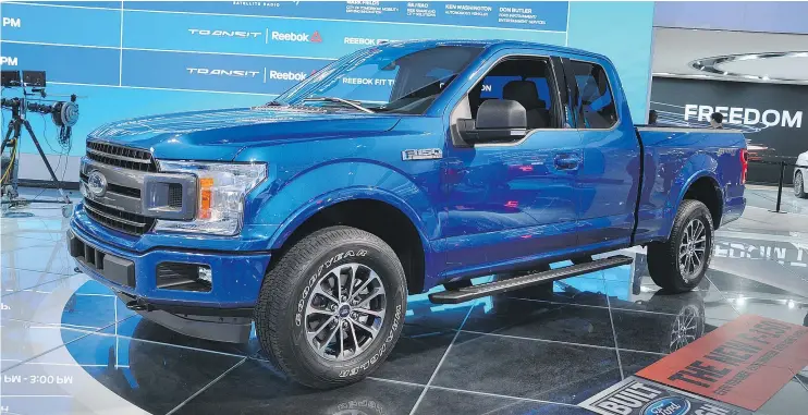  ?? DEREK MCNAUGHTON/DRIVING.CA ?? The 2018 Ford F-150 is built on a high-strength steel, fully boxed ladder frame. Standard engine is a new 3.3L V-6 with 282 horsepower.