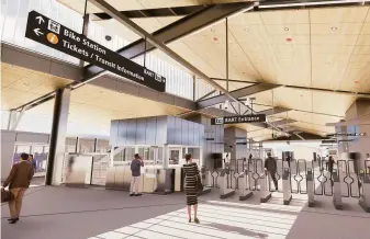  ?? BART ?? A rendering of the Irvington BART Station, which will be located approximat­ely midway between Fremont Station and the Warm Springs extension, which opened in 2017.