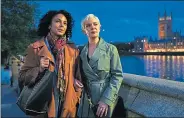  ??  ?? Victoria Hamilton, right, and Marsha Thomason by the Thames in TV thriller Cobra