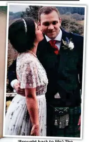  ??  ?? ‘Brought back to life’: The picture tweeted by Daniela Tejada of her with her husband Matthew Hedges. Inset: On their wedding day