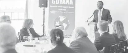  ?? ?? Minister of Foreign Affairs Hugh Todd making his pitch to the GRULAC meeting. (Ministry of Foreign Affairs photo)