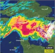  ??  ?? A Met Office map shows the size of the storm