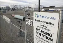  ?? PRESS FILES JEFF MCINTOSH/THE CANADIAN ?? TransCanad­a shut its line after 795,000 litres of oil leaked Thursday. It said a cleanup is underway. Nebraska is set to make a decision on its extension on Nov. 20.