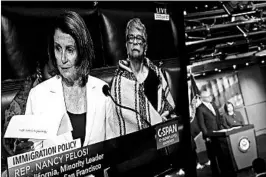  ?? ALEX WONG/GETTY ?? House Minority Leader Nancy Pelosi, D-Calif., speaks Wednesday during an eight-hour presentati­on on the need for congressio­nal action on the status of so-called Dreamers.