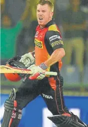  ?? PTI ?? Sunrisers captain David Warner was an inspiring presence in last year’s IPL trophy triumph.