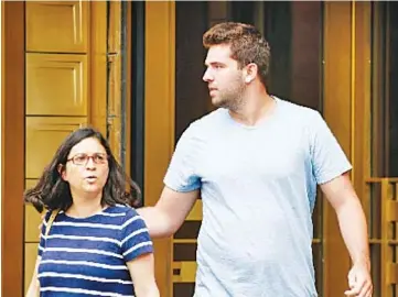  ?? — Reuters photos ?? William ‘Billy' McFarland (also left), organiser of the Fyre Festival, exits the US Federal Court in Manhattan, with his lawyer Sabrina Shroff, following his presentmen­t on wire fraud charges in New York City, US on Saturday.