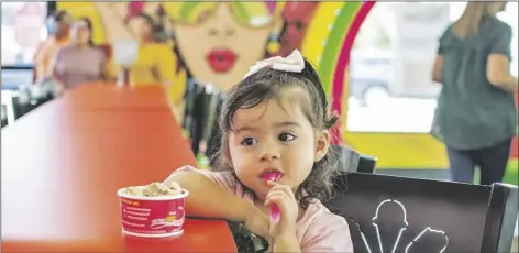  ?? PHOTO COURTESY OF CITY OF SOMERTON ?? A YOUNG CUSTOMER enjoys a treat at the newly opened La Michoacana Plus, 125B W. Main St., in Somerton. The Mexicansty­le ice cream parlor has more than 100 flavors of “paletas” (popsicles), more than 40 ice cream flavors and other snacks and beverages.