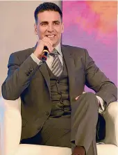  ??  ?? Bollywood actor Akshay Kumar speaking at an event in Delhi