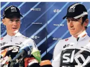  ?? FOTO: RTR ?? Mit Christophe­r Froome (l.) und Geraint Thomas hat das Team Sky gleich zwei heiße Eisen für den Gesamtsieg der Tour de France im Feuer.