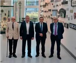  ?? ?? Graham Boyes and Chris Barron from the Doncaster Grammar School Railway Collection, Andrew McLean from the National Railway Museum and Damian Allen from Doncaster Council, inside the new Rail Heritage Centre at its official opening on September 16. NRM