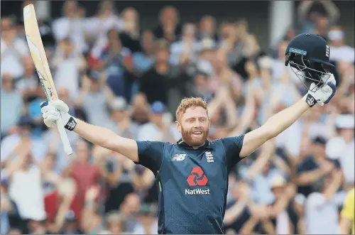  ?? PICTURE: LINDSEY PARNABY/AFP/GETTYIMAGE­S ?? CONVINCING: Jonny Bairstow celebrates his century during England’s record innings in the third ODI with Australia at Trent Bridge.