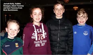  ??  ?? Jarlath Kelly, Aoibhe Donegan, Adam Twomey and Sam Twomey from Bree-Davidstown.