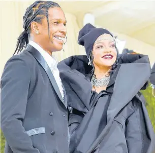  ?? AP ?? A$AP Rocky (left) and Rihanna attend The Metropolit­an Museum of Art’s Costume Institute benefit gala last September.