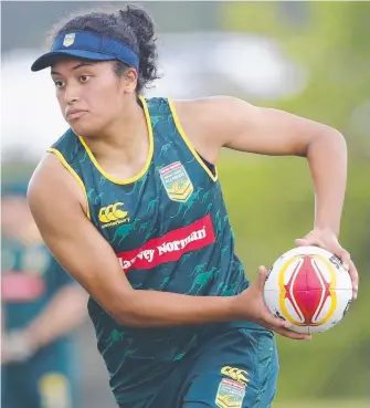  ?? Picture: NRL PHOTOS ?? Zahara Temara training with the Jillaroos ahead of the World Cup.