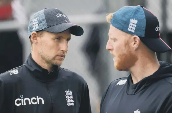  ?? ?? England’s Joe Root and Ben Stokes during a nets session.