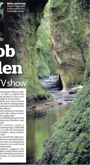  ??  ?? Main attraction Devil’s Pulpit used to film scene from Outlander (inset)