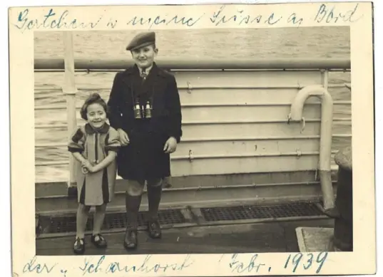  ?? WQED ?? Doris Fogel and her brother, shown on a ship in 1939, were among 20,000 European Jews who sailed to Shanghai to escape the Nazis. Their stories are told in “Harbor From the Holocaust,” a documentar­y airing on WQED on Tuesday.