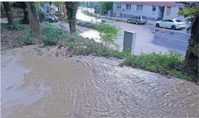  ?? FOTOS (2):
MIKKO SCHÜMMEL-
FEDER ?? Dort, wo sonst Autos parken, hatte sich ein regelrecht­er kleiner See gebildet.