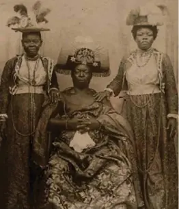  ??  ?? Emperor in absentia Oba Ovonramwen, ruler of the kingdom of Benin, pictured c1905 while exiled in Calabar following the British raid on Benin City in 1897