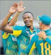  ?? AP ?? Kagiso Rabada rocked England with four quick wickets in the final ODI at Lord’s on Monday. England won the series 21.