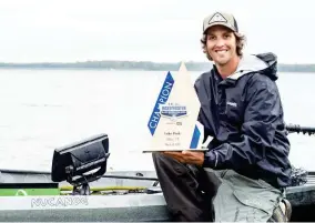  ??  ?? Cody Milton, of Heber Springs, Ark., won the Huk Bassmaster B.A.S.S. Nation Kayak Series on Lake Fork with a five-fish limit measuring 100 1/2 inches. (Photo by Mark Cisneros, B.A.S.S., for Starkville Daily News)