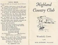  ??  ?? The front and back page of the Highland Country Club pamphlet