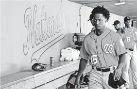  ?? STEVE MITCHELL/USA TODAY SPORTS ?? Victor Robles’ emergence could serve as a consolatio­n prize for the Nationals should Bryce Harper move on in free agency.