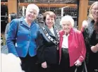  ?? SUZANNE MASON SPECIAL TO THE ST. CATHARINES STANDARD ?? Former Toronto mayor Barbara Hall, left, and former Mississaug­a mayor Hazel McCallion, right, were on hand in Niagara-on-the-Lake on Monday as Betty Disero, centre, is sworn in as the town’s new lord mayor.