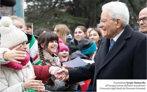  ?? ?? Il presidente Sergio Mattarella all’inaugurazi­one dell’anno accademico Università degli Studi del Piemonte Orientale