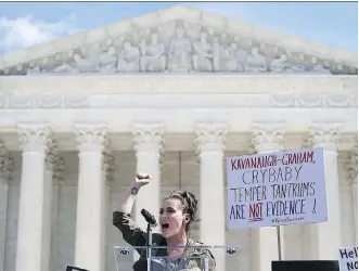  ?? GETTY IMAGES ?? Alyssa Milano, seen speaking during a rally last month, says she was assaulted when she was 19.